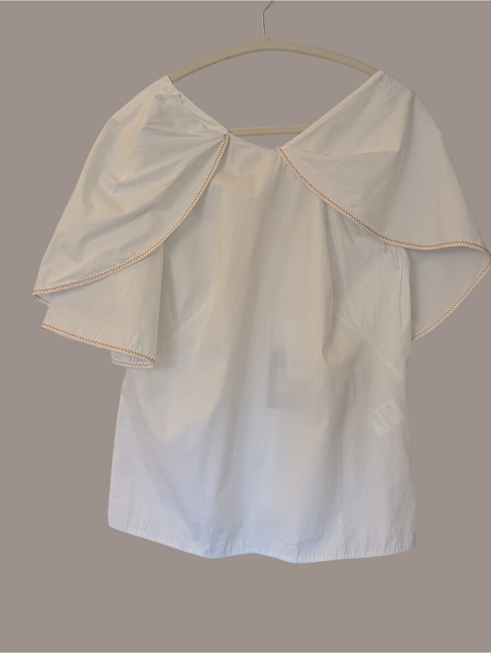 NWT PETER PILOTTO AVANT GARDE SCULPTURAL WHITE CAPE SLEEVE POPLIN TOP US 6